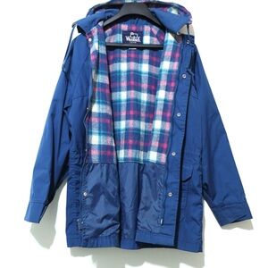 Vintage Woolrich Woman’s Large Flannel Lined Navy Blue Parka Coat Jacket